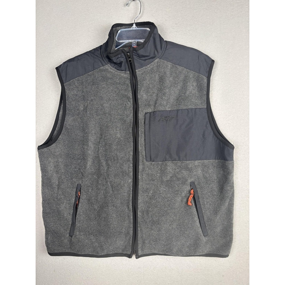 American Eagle Outfitters Vest Mens XL Gray Fleece AE77 Performance Full Zip